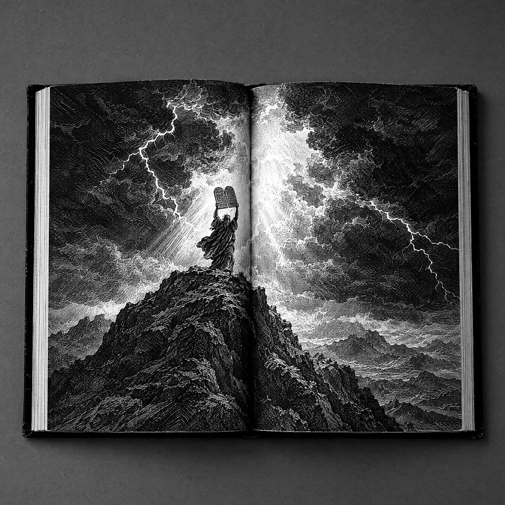 Inside: Moses with the tablets